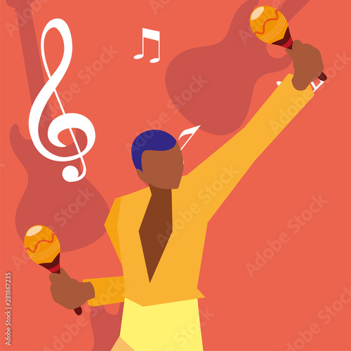 musician man maracas playing music