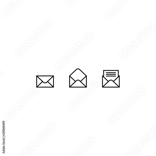 Three versions of bold half rounded email vector icons