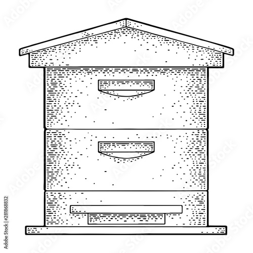 Beehive. Vector vintage engraved illustration. Isolated on white background.