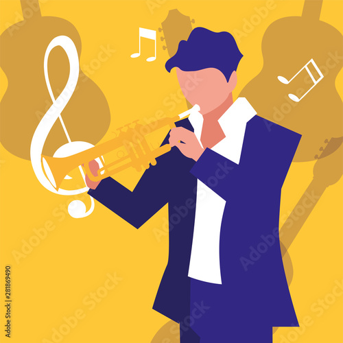 musician man trumpet playing instrument