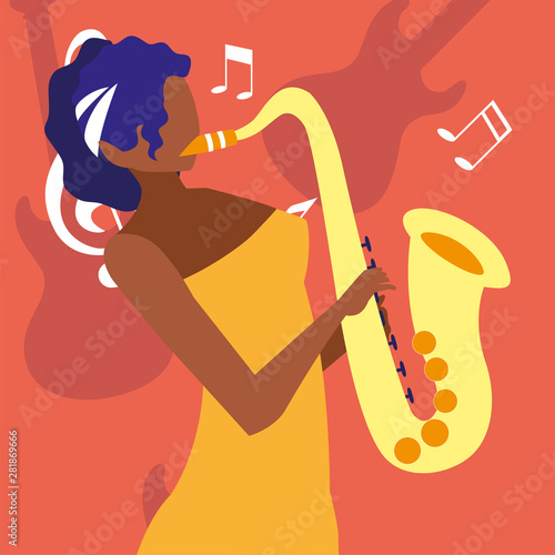 musician woman saxophone playing music