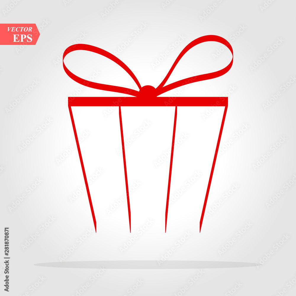 Red Gift. Isolated vector icon, sign, emblem, pictogram. Flat style for design, web, logo or UI. Eps10 Red Gift. Isolated vector icon, sign, emblem, pictogram. Flat style for design, web, logo or UI. Eps10
