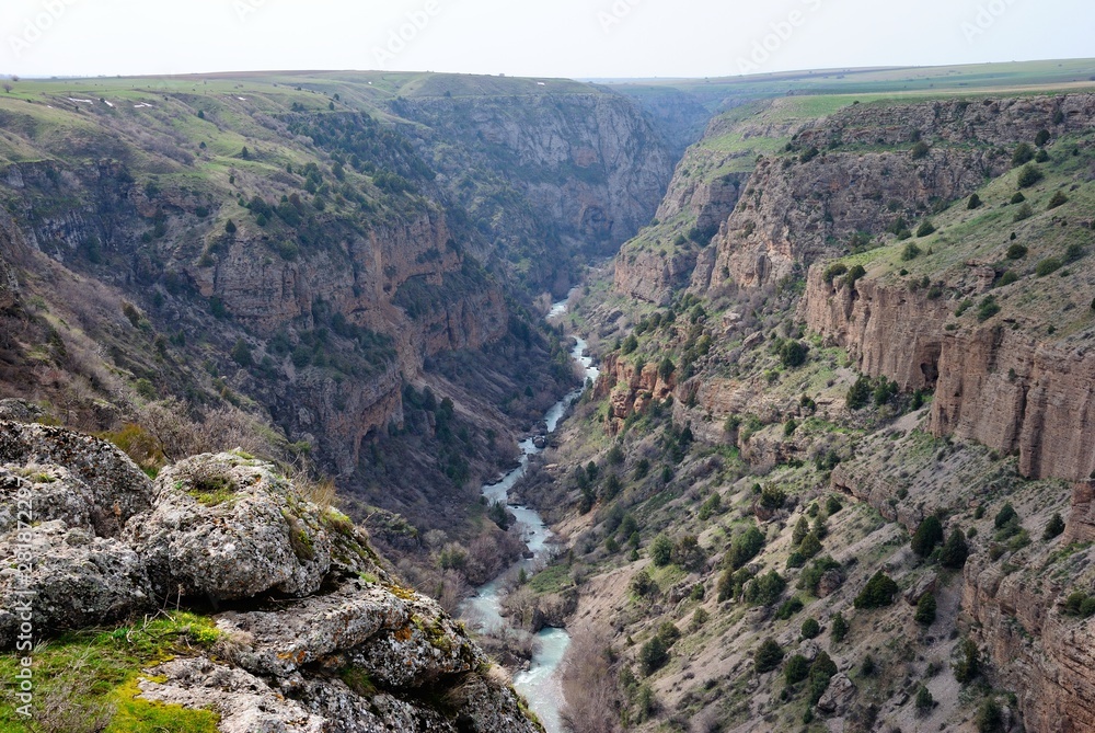 Aksu Canyon seen from Sayram-Ugam National Park in the southern province of the Republic of Kazakhstan