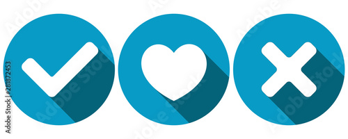 Symbols for accept, heart and reject 