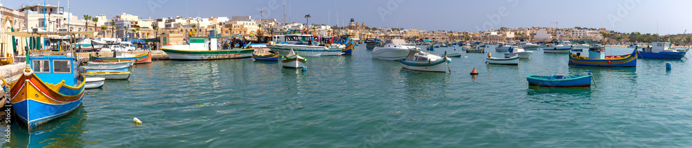 Marsaxlokk. Traditional boats Luzzu in the old harbor.