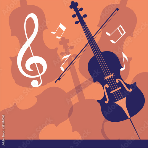 musical cello on note background