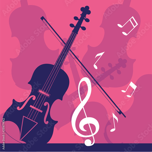 violin musical on note background