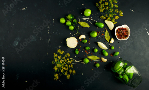 TEXTURE OF VEGETABLES ON A DARK BACKGROUND. CONCEPT OF PREPARING VEGETABLES FOR WINTER. photo