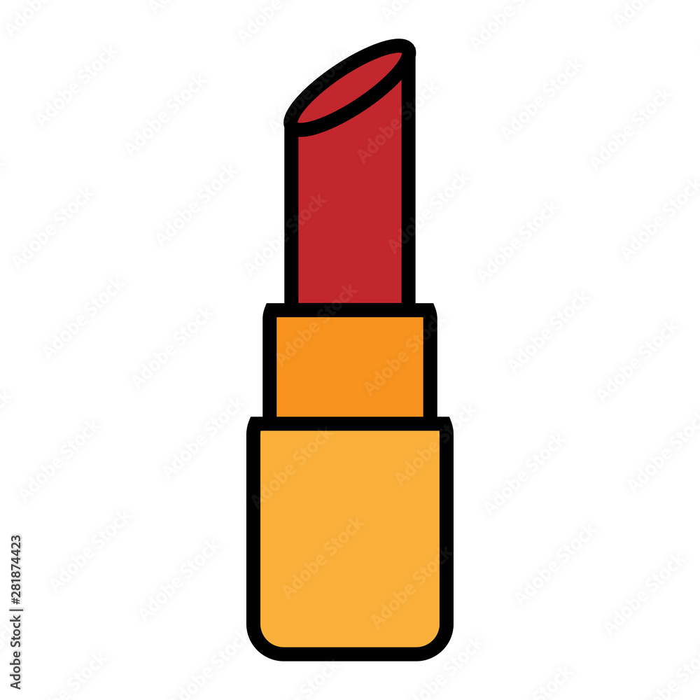 Flat red beautyfull icon simple linear fashionable glamorous cosmetics, lipstick for lip make-up, beauty guidance, make-up. Vector illustration Flat red beautyfull icon simple linear fashionable glamorous cosmetics, lipstick for lip make-up, beauty guidance, make-up. Vector illustration