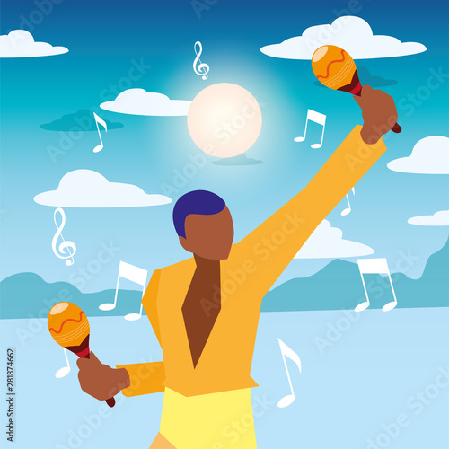 musician man maracas playing music