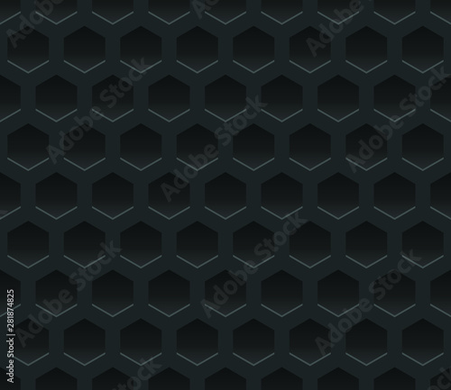 Fototapeta Naklejka Na Ścianę i Meble -  Seamless black hexagonal perforated metal grid vector pattern
