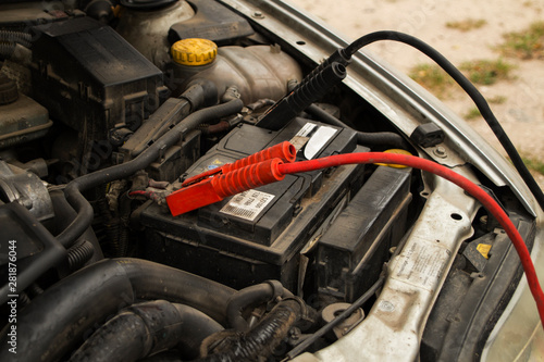 battery charging under the hood with wires