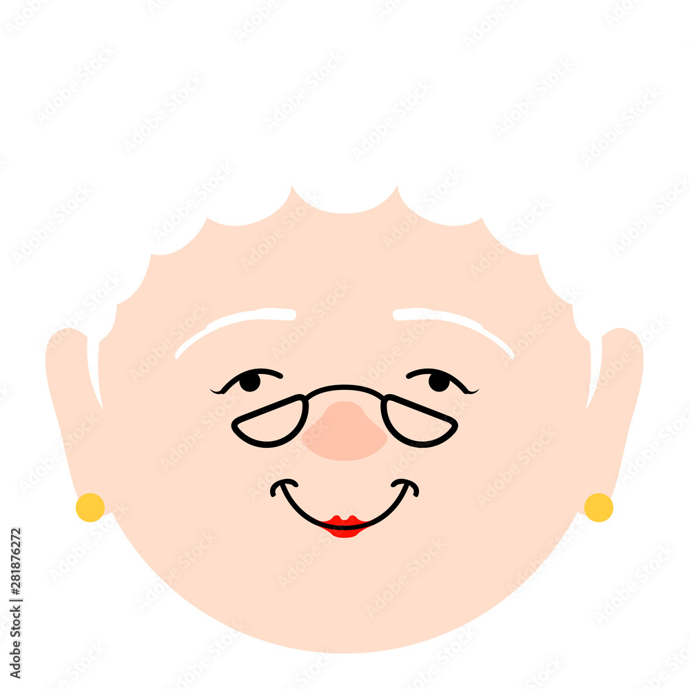 Isolated happy elder woman avatar over a white background - Vector Isolated happy elder woman avatar over a white background - Vector
