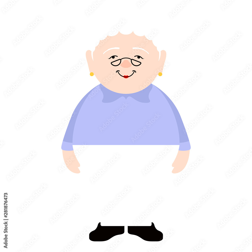 Isolated happy elder woman over a white background - Vector Isolated happy elder woman over a white background - Vector
