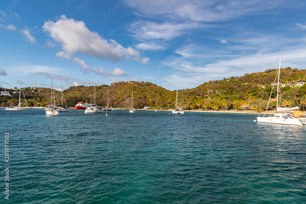 Saint Vincent and the Grenadines, Britannia bay, sailboats, Mustique