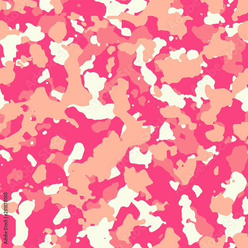 Seamless pink fashion camo pattern vector