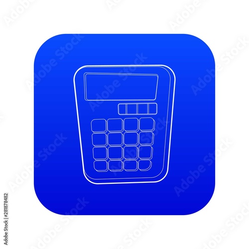 Calculator icon blue vector isolated on white background