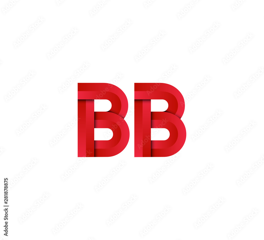 Initial two letter red 3D logo vector BB Initial two letter red 3D logo vector BB