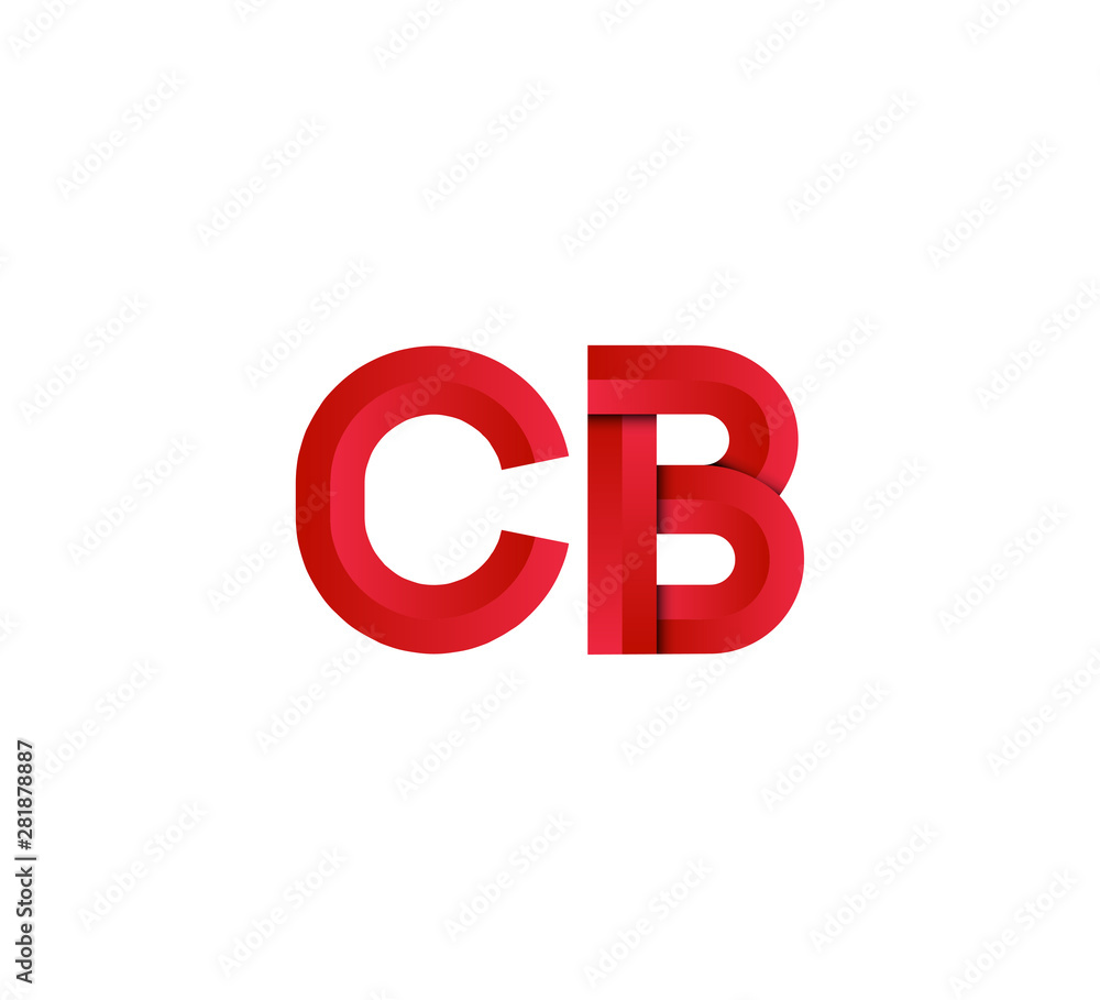 Initial two letter red 3D logo vector CB Initial two letter red 3D logo vector CB