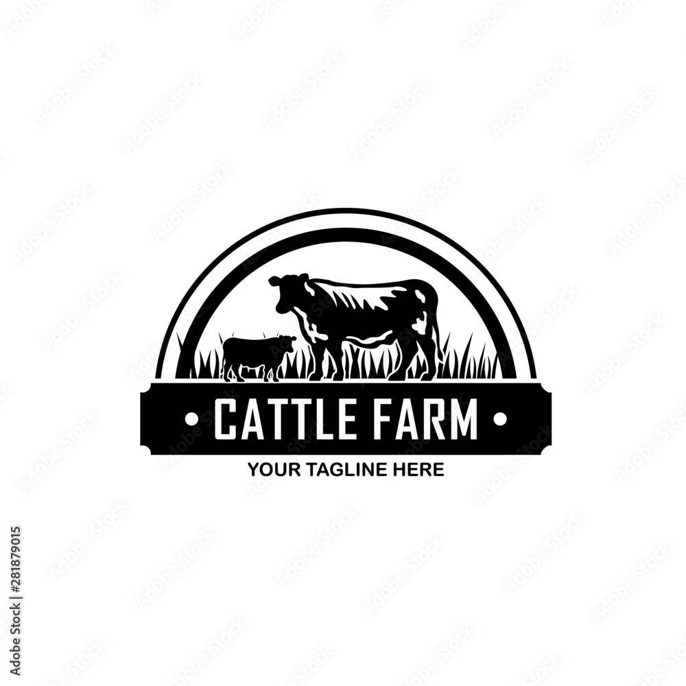 Fototapeta premium Cattle Farm Logo Design Stock Vector