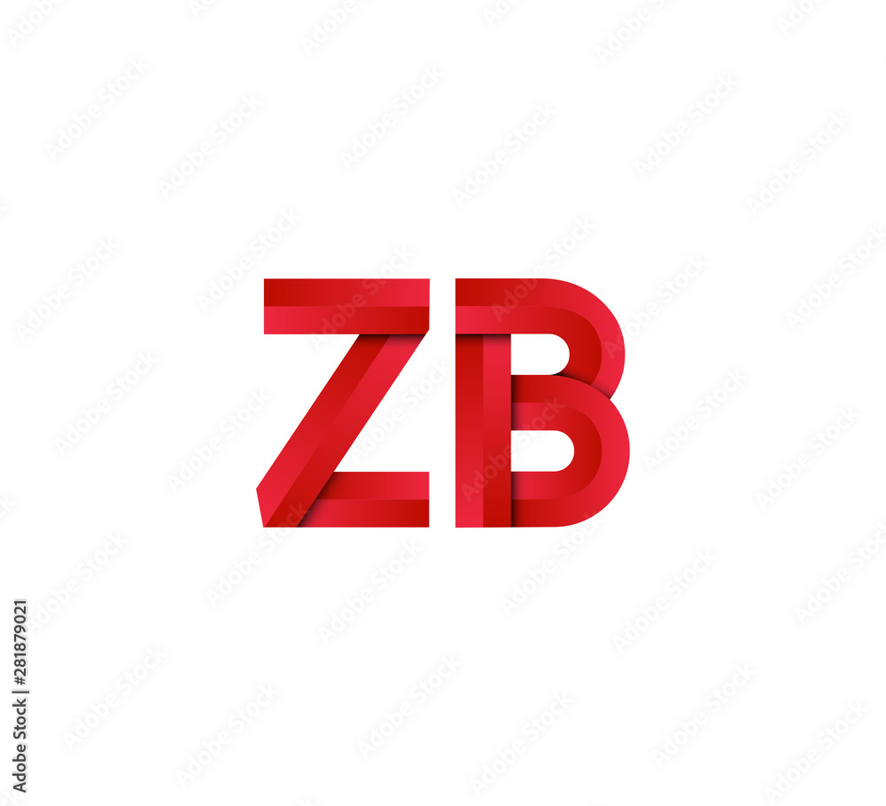 Initial two letter red 3D logo vector ZB Initial two letter red 3D logo vector ZB