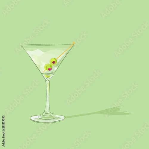martini with olives