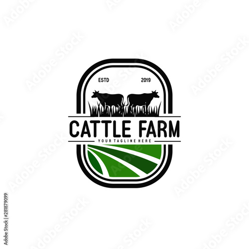 Cattle Farm Logo Design Stock Vector