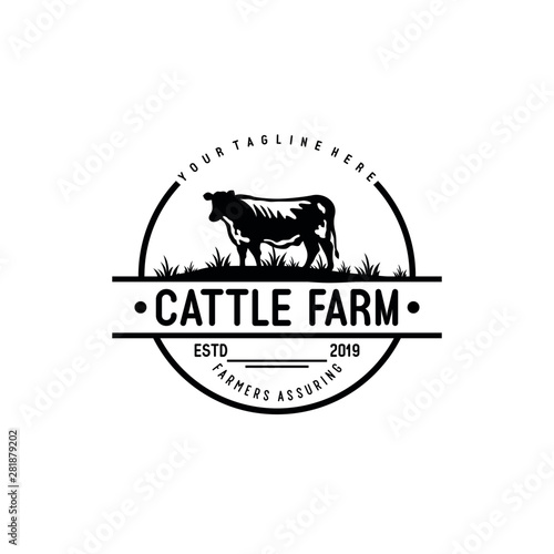Cattle Farm Logo Design Stock Vector