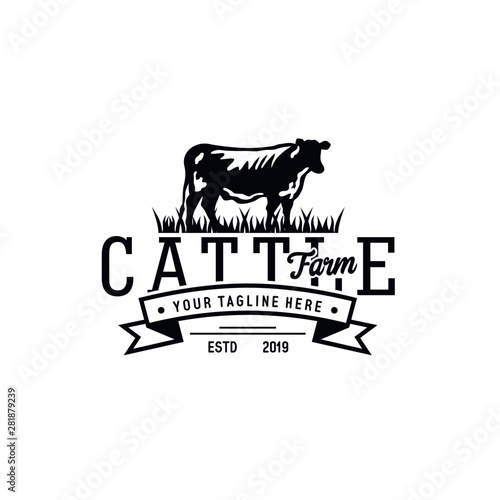 Cattle Farm Logo Design Stock Vector