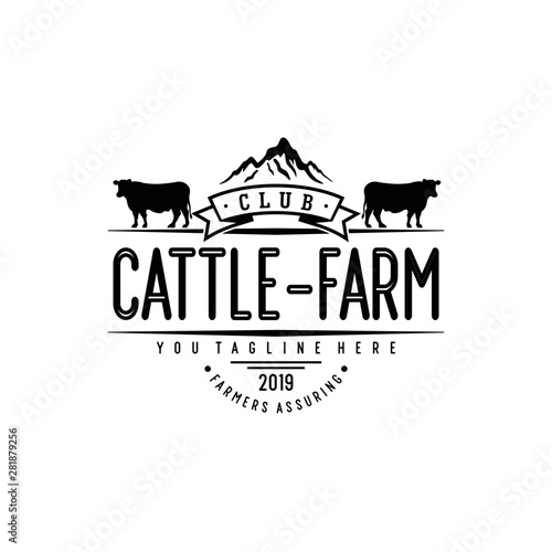 Cattle Farm Logo Design Stock Vector