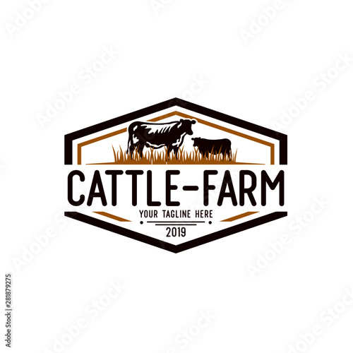 Valokuva Cattle Farm Logo Design Stock Vector