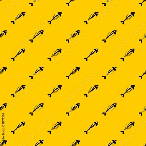 Fish bone pattern seamless vector repeat geometric yellow for any design