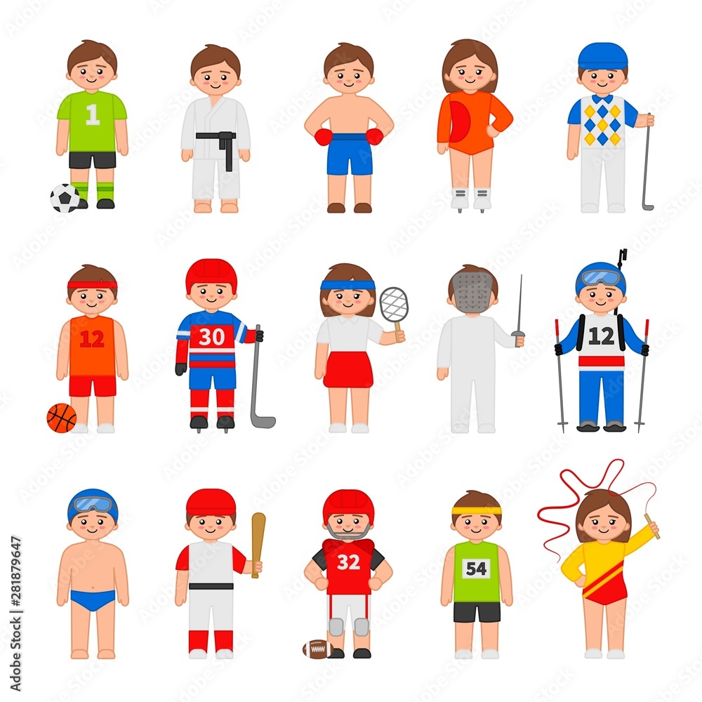 Vector set of different sportsmans in cartoon style. Vector set of different sportsmans in cartoon style.