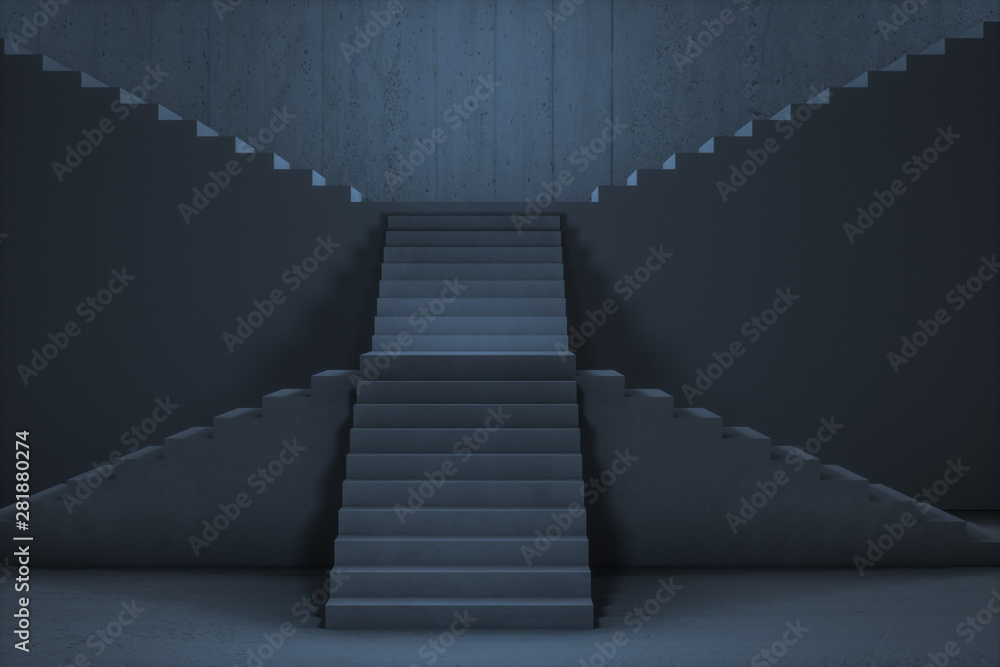 Obraz premium The stairway in the dark basement, 3d rendering.