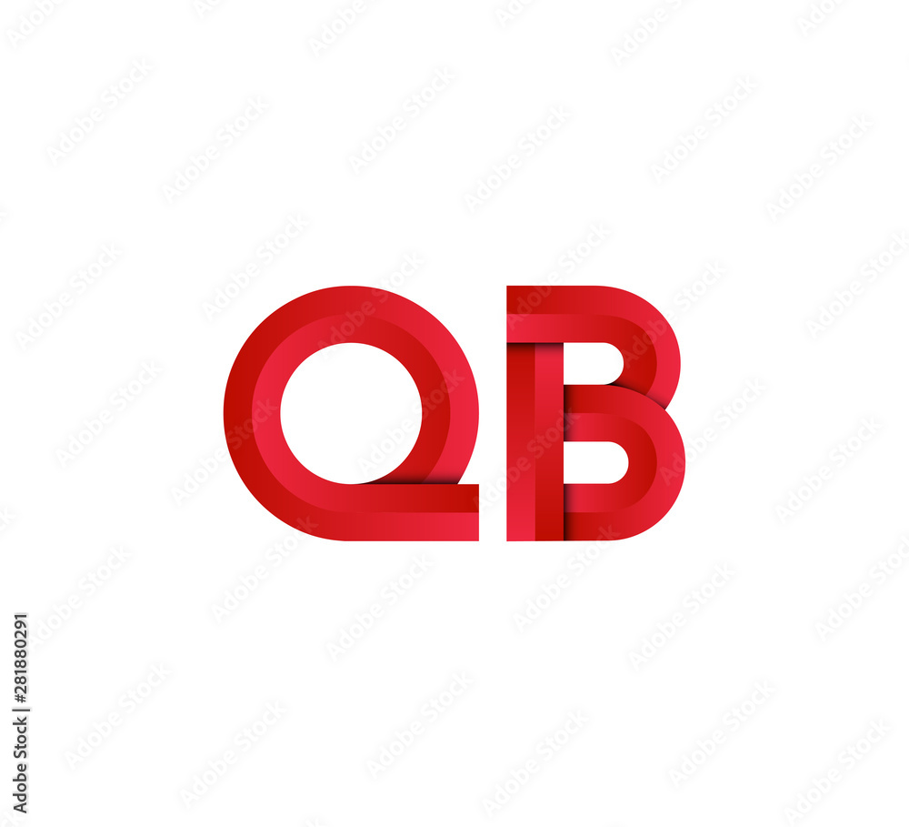 Initial two letter red 3D logo vector QB Initial two letter red 3D logo vector QB