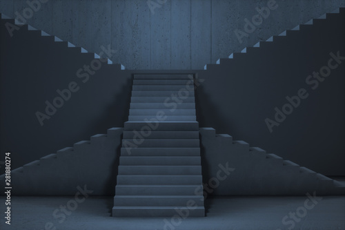 The stairway in the dark basement  3d rendering.