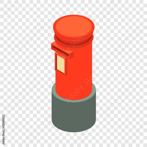 Red mailbox icon. Isometric illustration of red mailbox vector icon for web