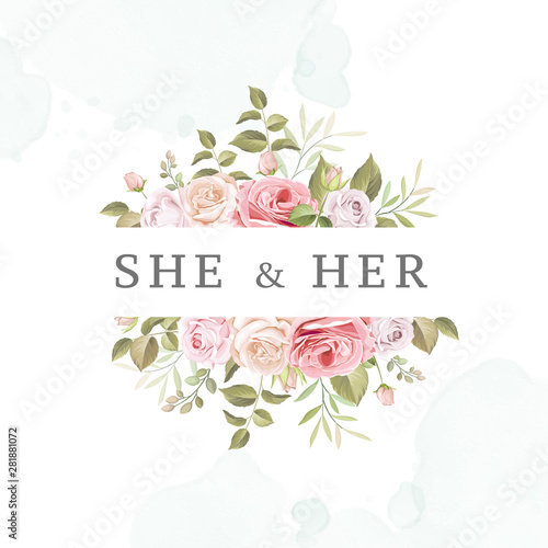 wedding card with beautiful roses template