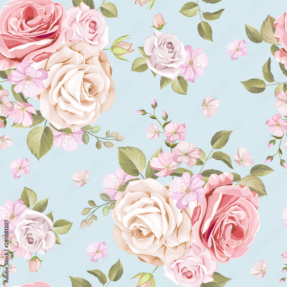 beautiful roses seamless pattern