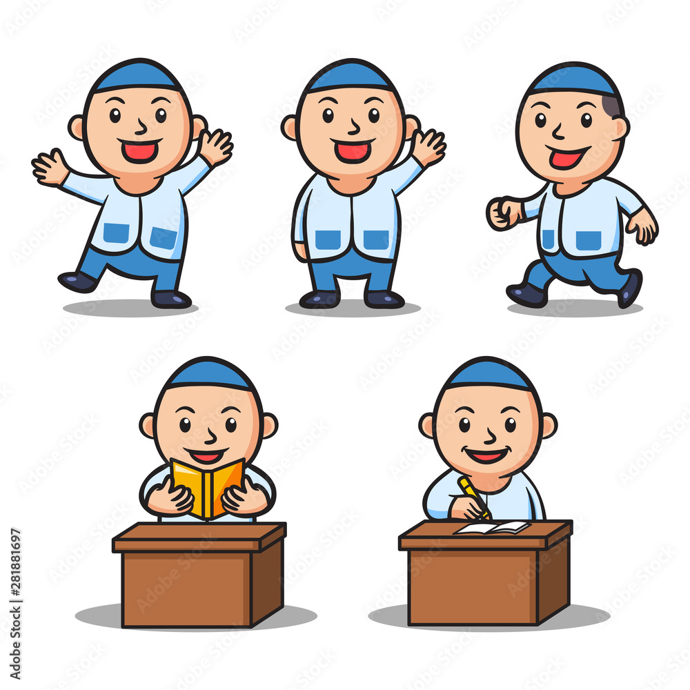 Various Activity Of Boy Islamic School Kids Character Set Various Activity Of Boy Islamic School Kids Character Set