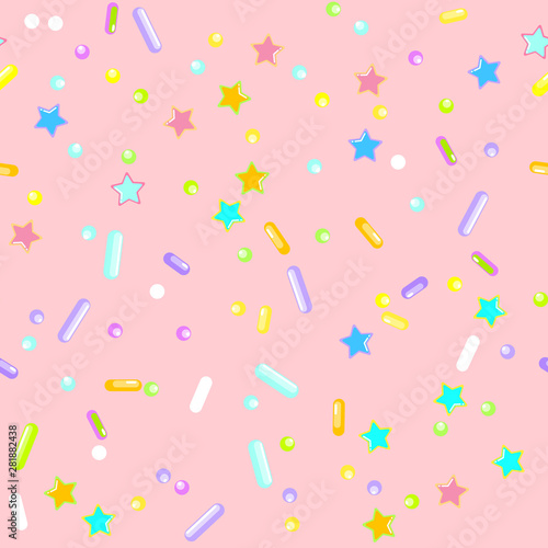 Sprinkle Cupcake Donut Topping. Seamless Pattern 