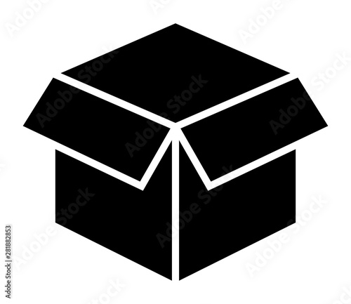 Empty open shipping box or unboxing flat vector icon for apps and websites