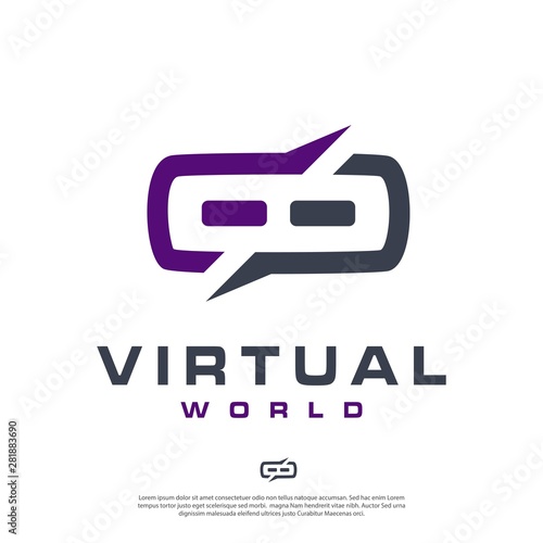 virtual reality logo vector, modern minimalist