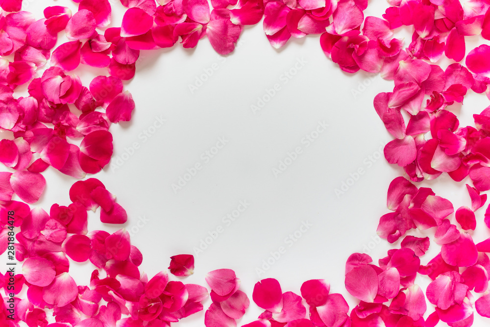 Randomly arranged tea roses petals with circular white blank copy space. Randomly arranged tea roses petals with circular white blank copy space.