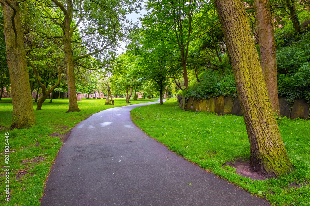 St James's Cemetery at Liverpool Cathedral in Liverpool, UK