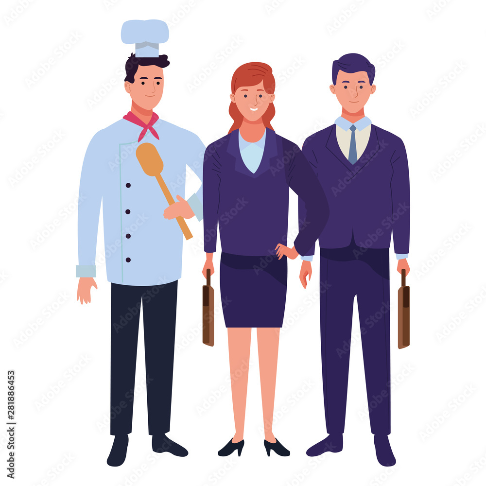 Professionals workers characters smiling cartoons Professionals workers characters smiling cartoons