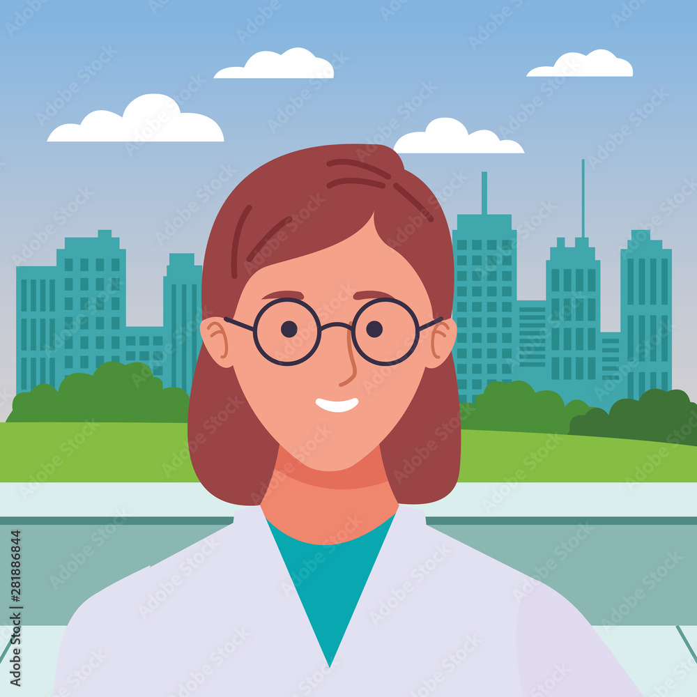Doctor woman smiling profile cartoon Stock Vector | Adobe Stock