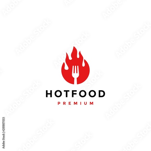 Fork and hot flame logo template