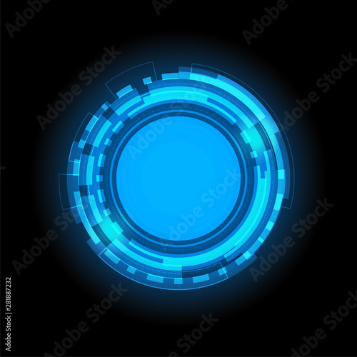 Futuristic User Interface HUD, colorful arc reactor