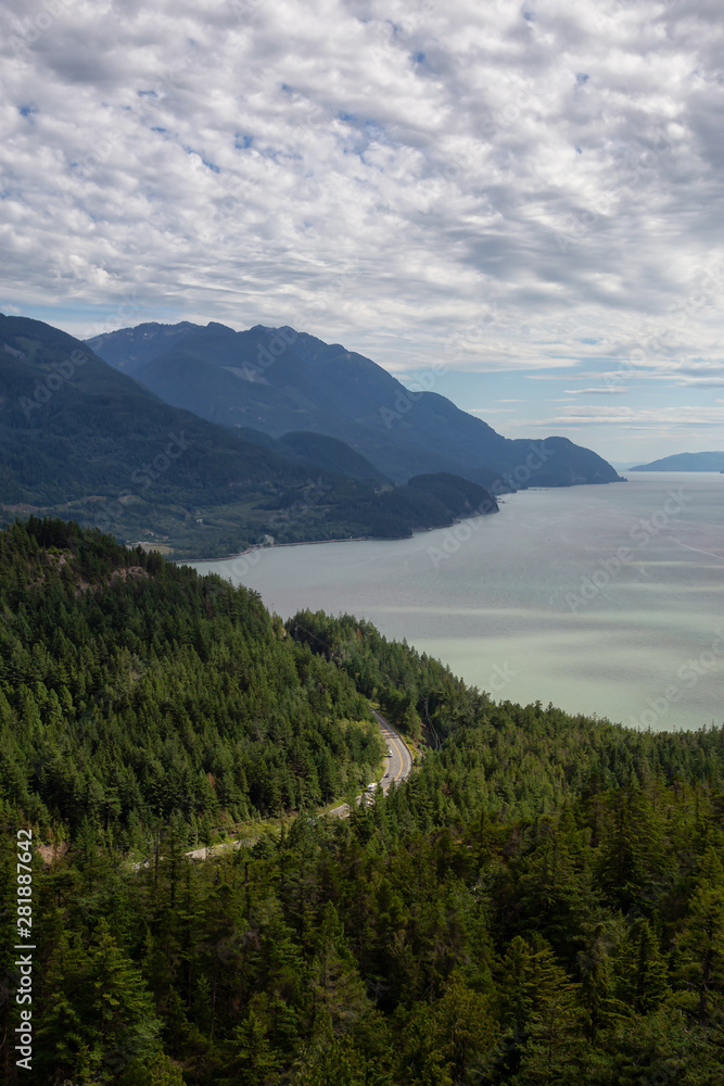 Beautiful Canadian Landscape View during a cloudy summer day. Taken in Murrin Park near Squamish, North of Vancouver, BC, Canada.